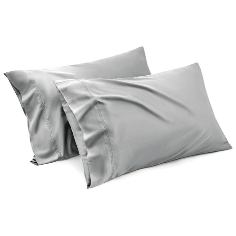 Premium 1000TC Microfiber Standard Pillowcases – Silver Grey 2 Pack, Envelope Closure 48 x 74cm