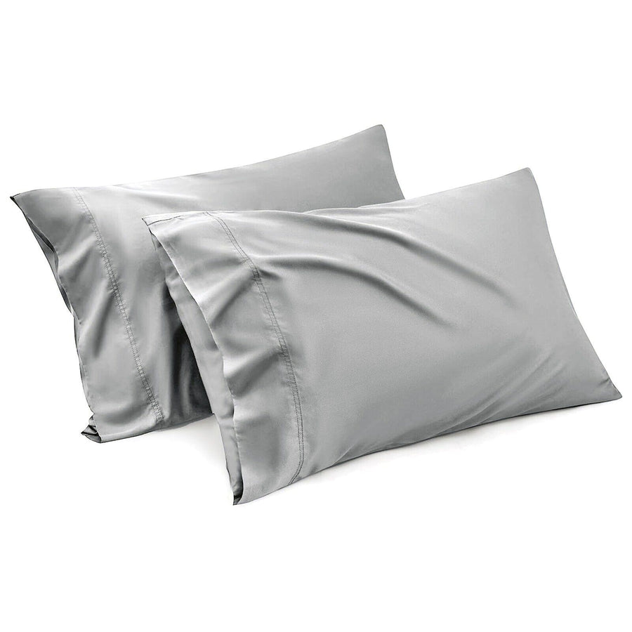 Premium 1000TC Microfiber Standard Pillowcases – Silver Grey 2 Pack, Envelope Closure 48 x 74cm
