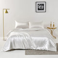 3 Piece Satin Quilt Cover Set with Pillowcases - White Double