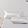 3 Piece Satin Quilt Cover Set with Pillowcases - White Double