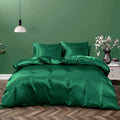 3 Piece Satin Quilt Cover Set with Pillowcases - Green Double