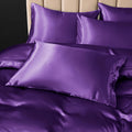 3 Piece Satin Quilt Cover Set with Pillowcases - Purple Double