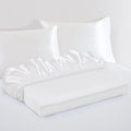 3 Piece Satin Fitted Sheet Set with Pillowcases - White Double