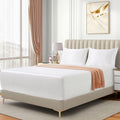 3 Piece Satin Fitted Sheet Set with Pillowcases - White Double