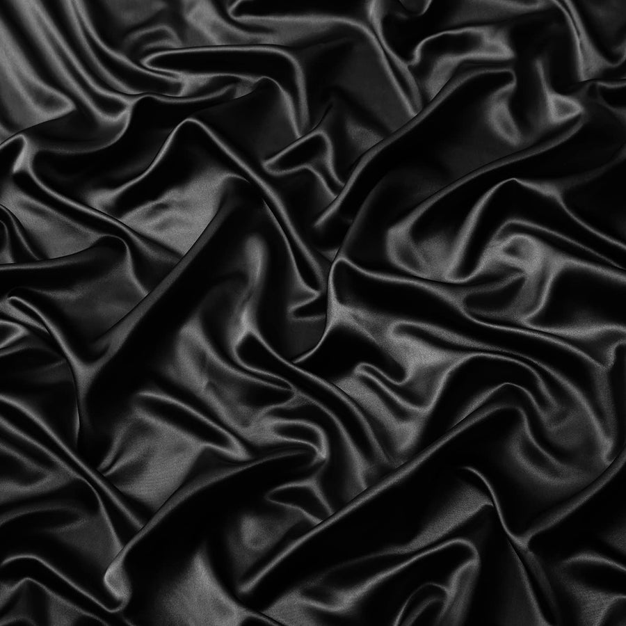3 Piece Satin Fitted Sheet Set with Pillowcases - Black Double