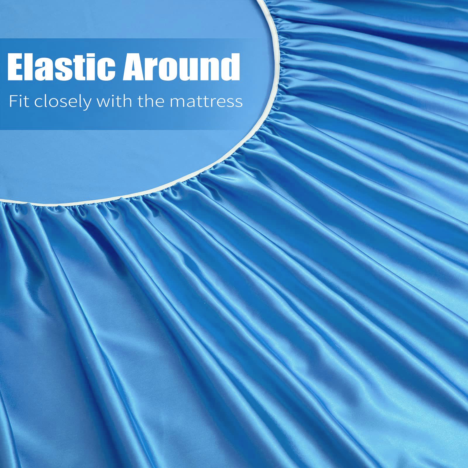 3 Piece Satin Fitted Sheet Set with Pillowcases - Ocean Double