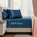 3 Piece Satin Fitted Sheet Set with Pillowcases - Navy Double