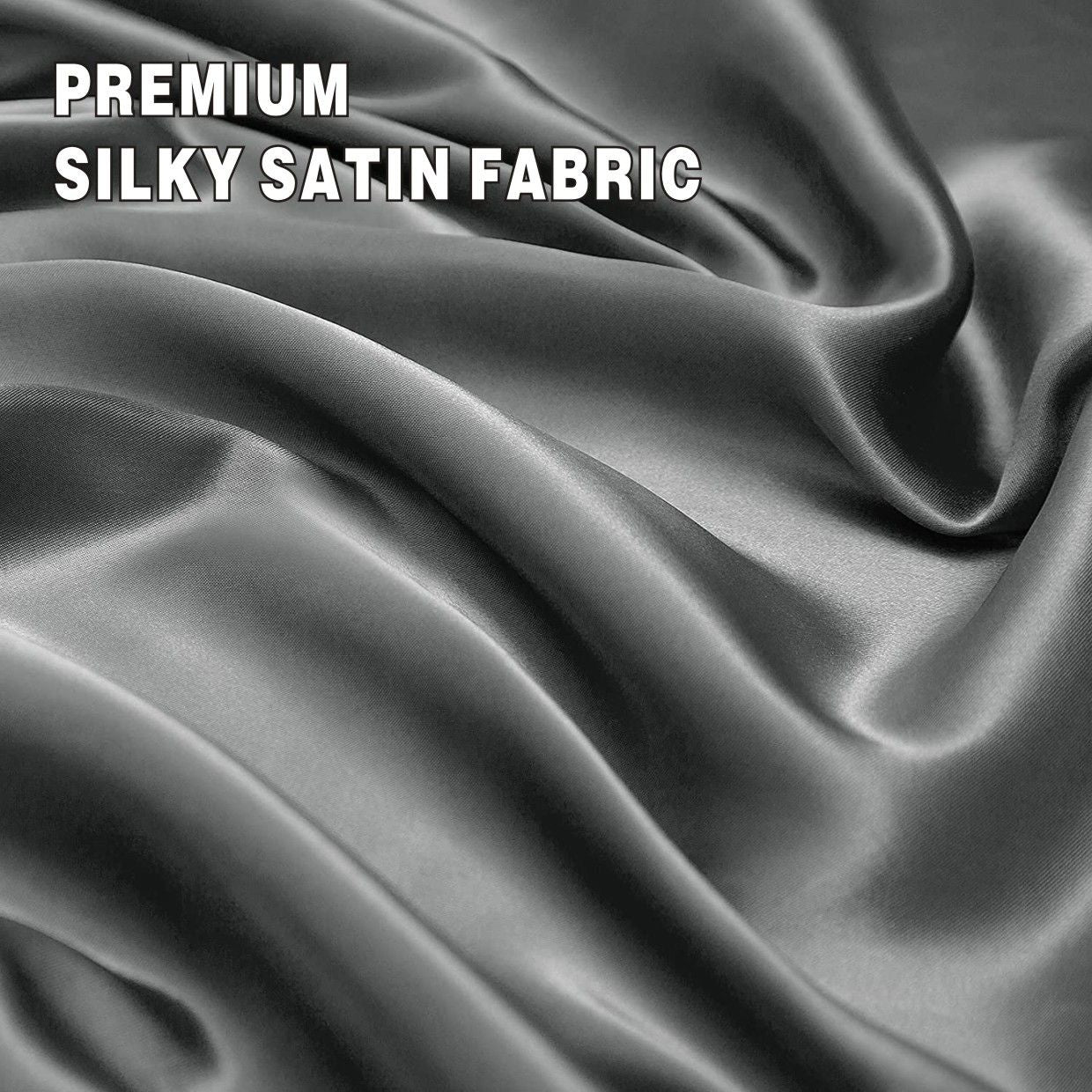 Art Silk Satin 4 Piece Sheet Set with Fitted & Flat Sheet - Grey Double