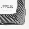Art Silk Satin 4 Piece Sheet Set with Fitted & Flat Sheet - Grey Double