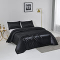 3 Piece Satin Quilt Cover Set with Pillowcases - Black King
