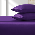 3 Piece Satin Fitted Sheet Set with Pillowcases - Purple King