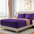 3 Piece Satin Fitted Sheet Set with Pillowcases - Purple King