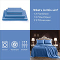 Art Silk Satin 4 Piece Sheet Set with Fitted & Flat Sheet - Ocean King