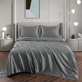 Art Silk Satin 4 Piece Sheet Set with Fitted & Flat Sheet - Grey King