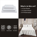 Art Silk Satin 3 Piece Sheet Set with Fitted & Flat Sheet - White King Single