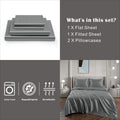 Art Silk Satin 3 Piece Sheet Set with Fitted & Flat Sheet - Grey King Single