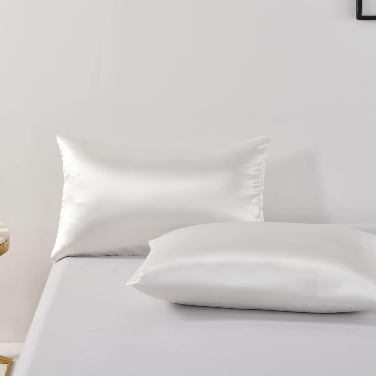 3 Piece Satin Quilt Cover Set with Pillowcases - White Queen