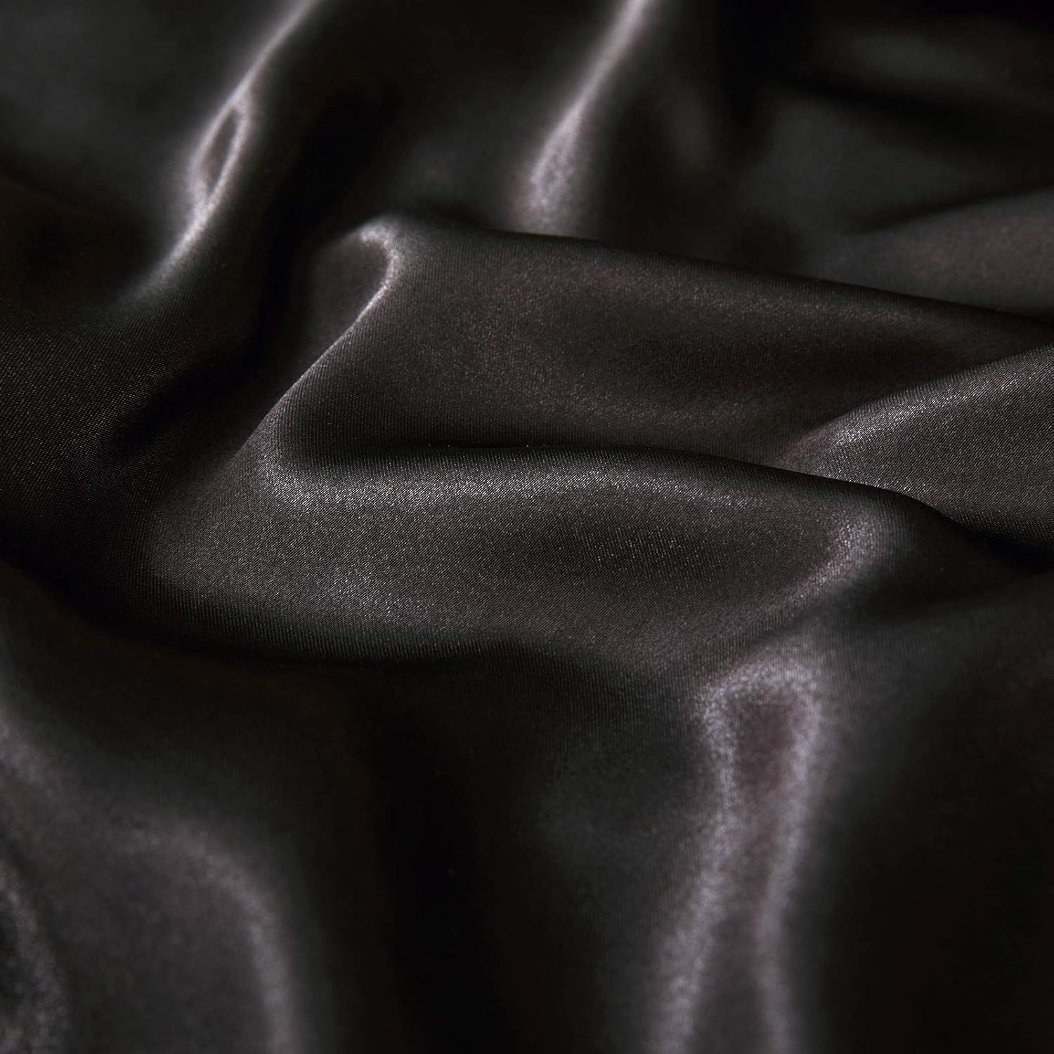 3 Piece Satin Quilt Cover Set with Pillowcases - Black Queen