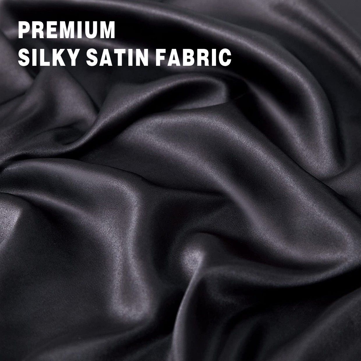 Art Silk Satin 4 Piece Sheet Set with Fitted & Flat Sheet - Black Queen