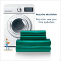 Art Silk Satin 4 Piece Sheet Set with Fitted & Flat Sheet - Green Queen