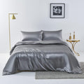 3 Piece Satin Quilt Cover Set with Pillowcases - Grey Super King