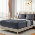 3 Piece Satin Fitted Sheet Set with Pillowcases - Grey Super King