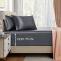 3 Piece Satin Fitted Sheet Set with Pillowcases - Grey Super King
