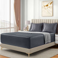 3 Piece Satin Fitted Sheet Set with Pillowcases - Grey Super King