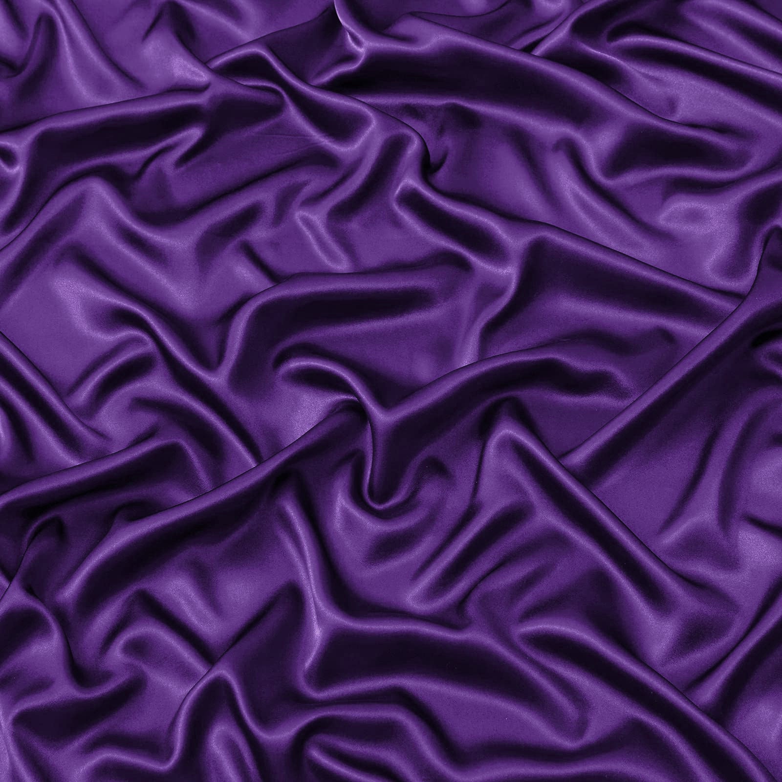 3 Piece Satin Fitted Sheet Set with Pillowcases - Purple Super King