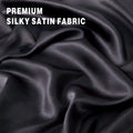 Art Silk Satin 4 Piece Sheet Set with Fitted & Flat Sheet - Black Super King