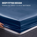 Art Silk Satin 4 Piece Sheet Set with Fitted & Flat Sheet - Navy Super King