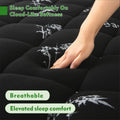 Premium 800GSM Bamboo Viscose Mattress Topper Double Black 45cm Deep Skirt