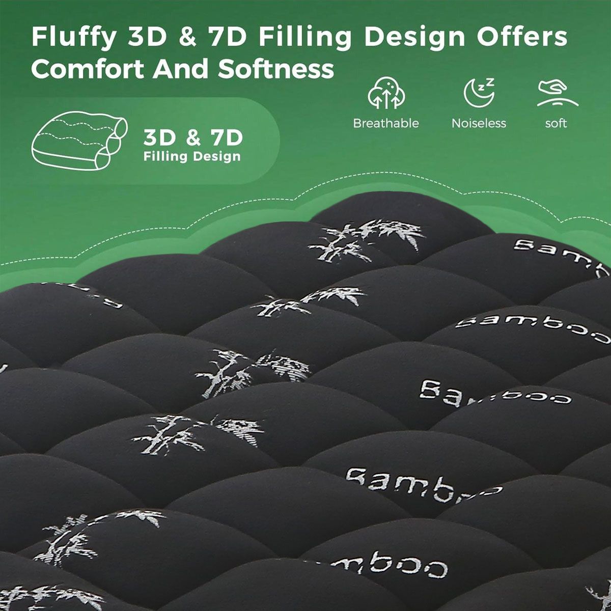Premium 800GSM Bamboo Viscose Mattress Topper King Single Black 45cm Deep Skirt