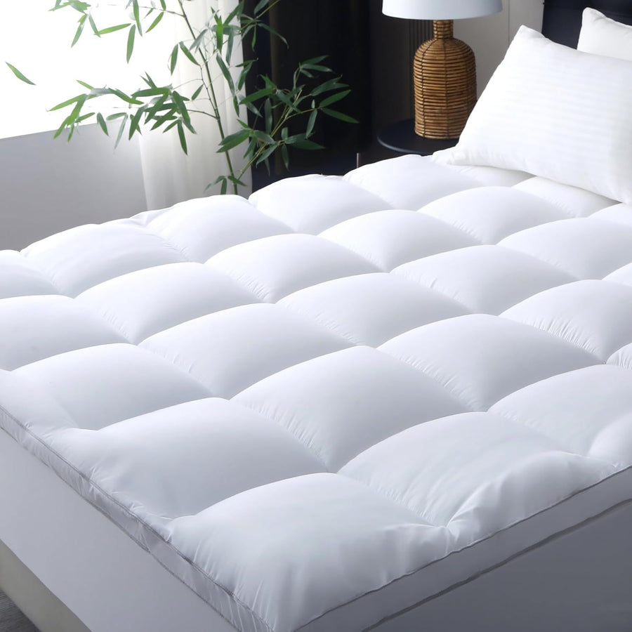 Premium 1000GSM Bamboo Viscose Mattress Topper Single Black 45cm Deep Skirt