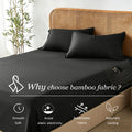 3 Piece Bamboo Blend Cooling Fitted Sheet Set with Pillowcases - Black Double