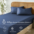 3 Piece Bamboo Blend Cooling Fitted Sheet Set with Pillowcases - Navy Double