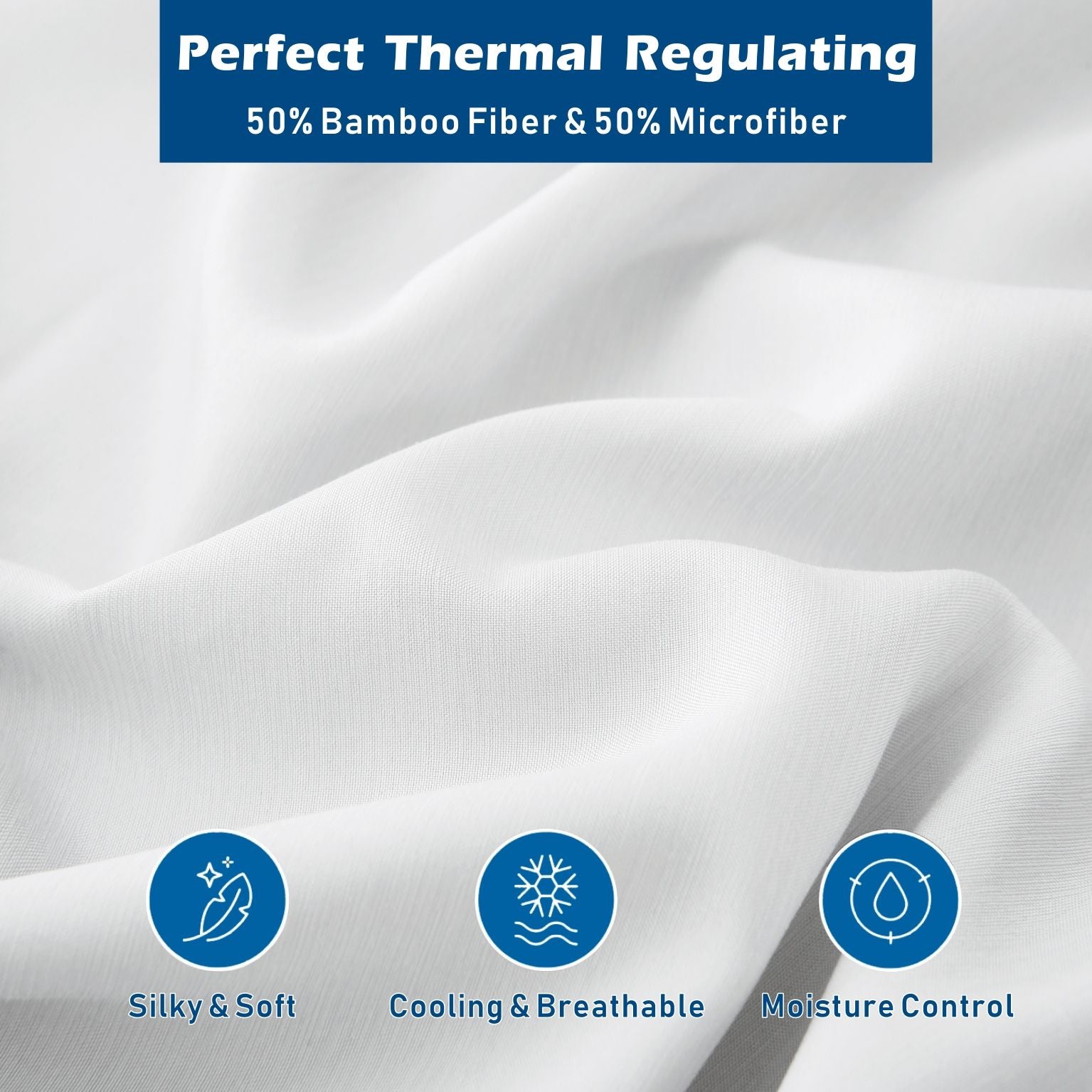 2000TC Bamboo Blend Cooling Sheet Set - 4 Piece, White, Double