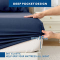 2000TC Bamboo Blend Cooling Sheet Set - 4 Piece, Navy, Double