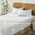 3 Piece Bamboo Blend Cooling Fitted Sheet Set with Pillowcases - White King