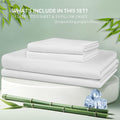 3 Piece Bamboo Blend Cooling Fitted Sheet Set with Pillowcases - White King