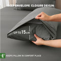 3 Piece Bamboo Blend Cooling Fitted Sheet Set with Pillowcases - Grey King