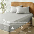 3 Piece Bamboo Blend Cooling Fitted Sheet Set with Pillowcases - Silver Grey King