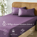 3 Piece Bamboo Blend Cooling Fitted Sheet Set with Pillowcases - Purple King
