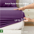 3 Piece Bamboo Blend Cooling Fitted Sheet Set with Pillowcases - Purple King