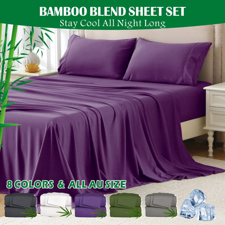 2000TC Bamboo Blend Cooling Sheet Set - 4 Piece, Purple, King