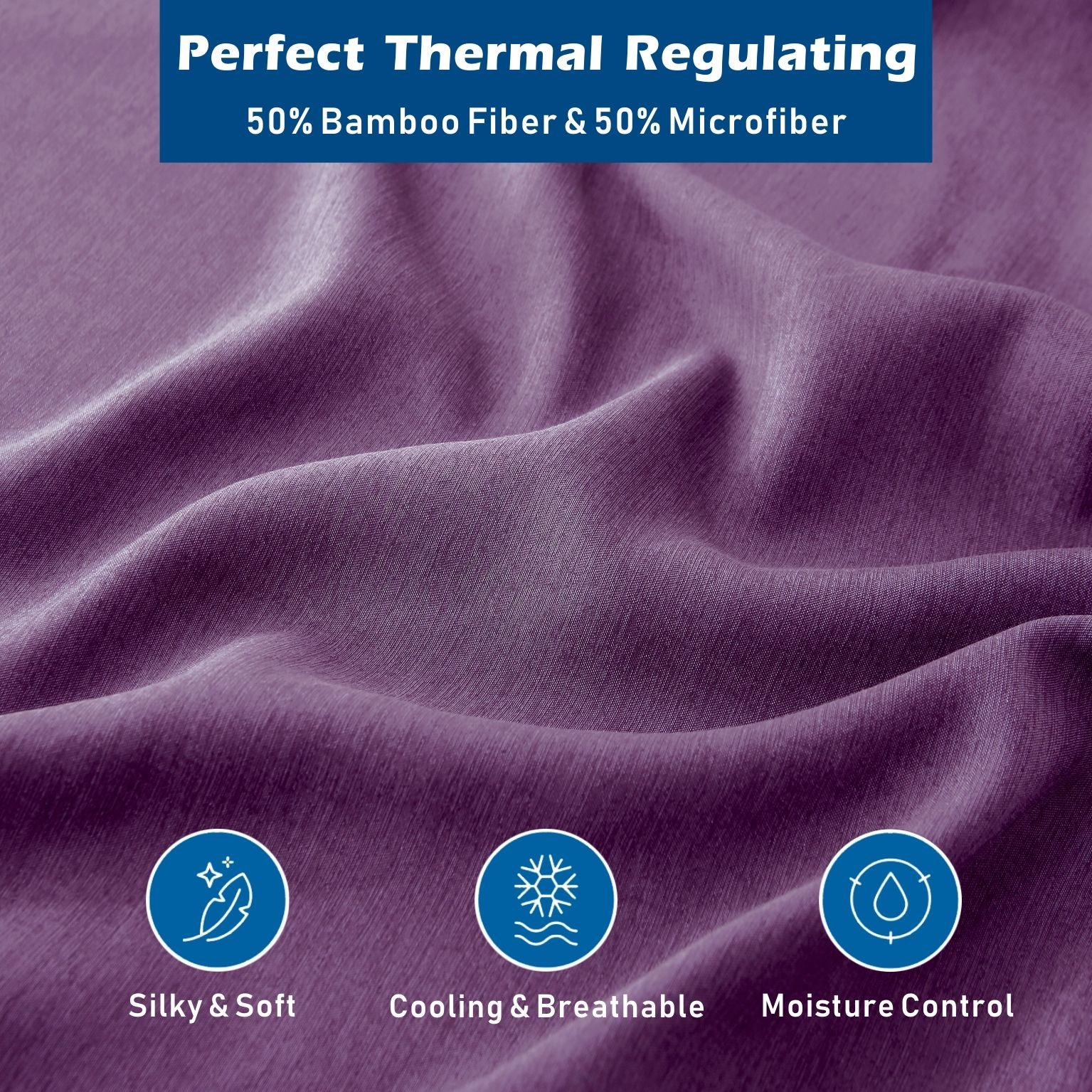 2000TC Bamboo Blend Cooling Sheet Set - 4 Piece, Purple, King