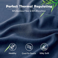 2 Piece Bamboo Blend Cooling Fitted Sheet Set with Pillowcase - Navy King Single