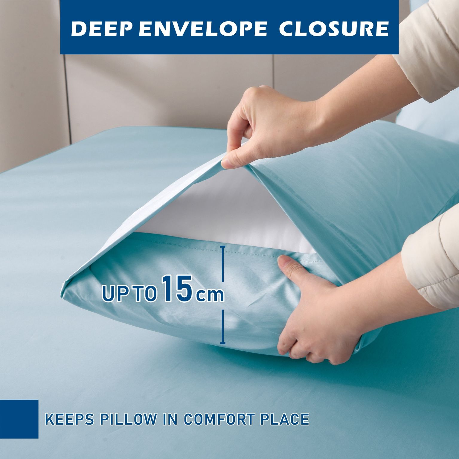 2000TC Bamboo Blend Cooling Sheet Set - 4 Piece, Sky Blue, Queen