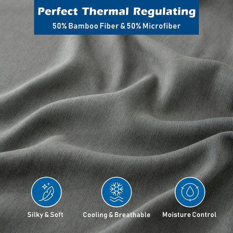 Premium 2000TC Bamboo Blend Cooling Sheet Set - 3 Piece, Grey, Single