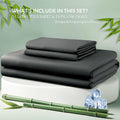 3 Piece Bamboo Blend Cooling Fitted Sheet Set with Pillowcases - Black Super King